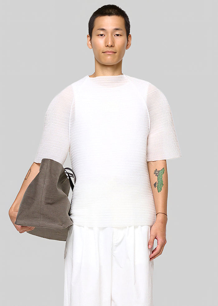 Amomento Men's Pleats Raglan Top - White