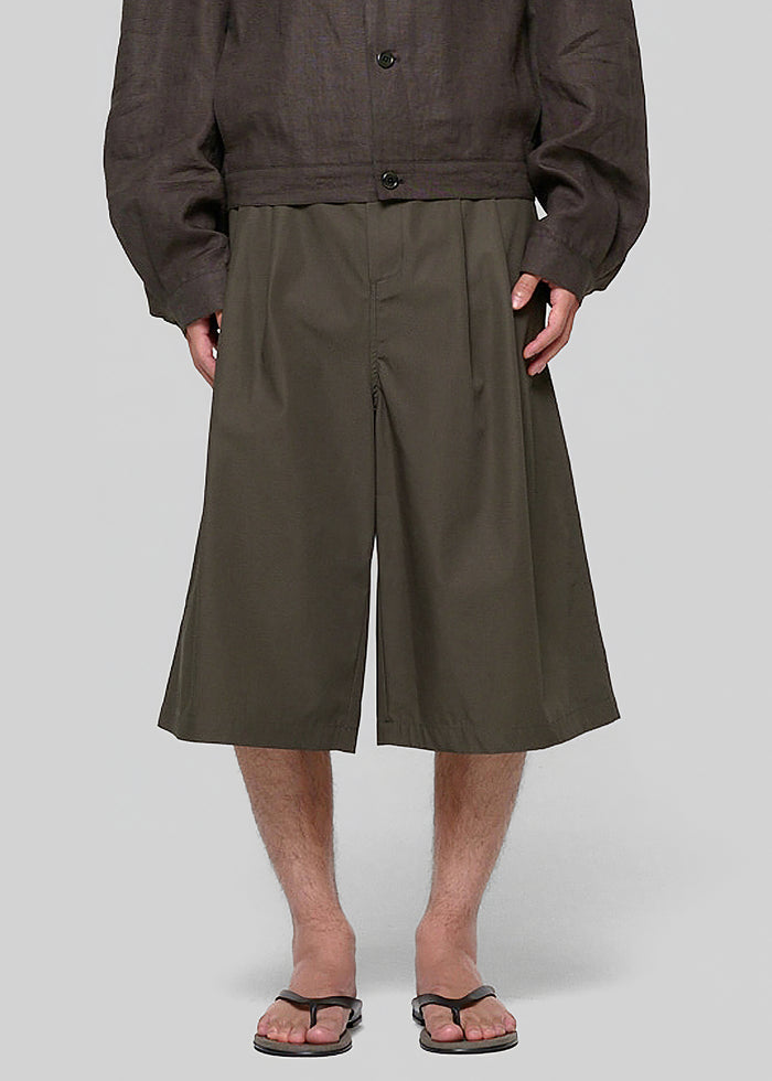 Amomento Two Tuck Wide Shorts - Brown