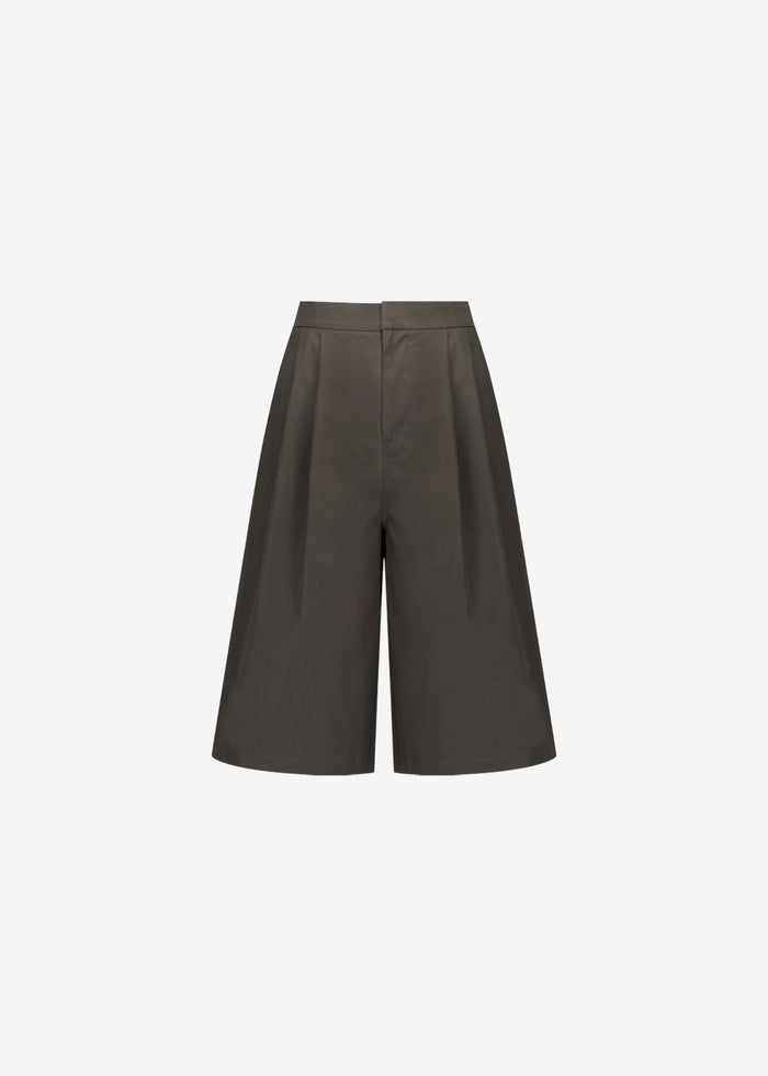 Amomento Two Tuck Wide Shorts - Brown