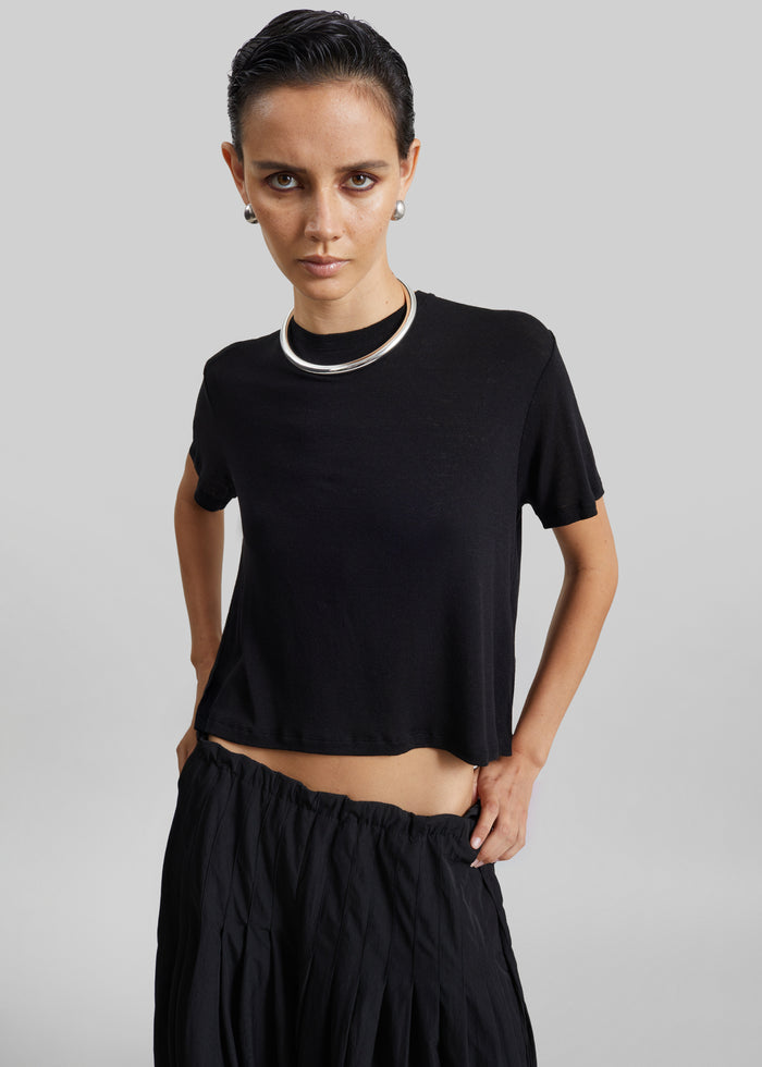 Andria Cropped Knit Top - Black