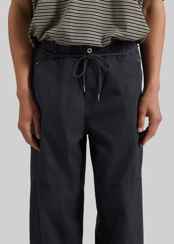 Antheor Drawstring Wide Leg Pants - Charcoal