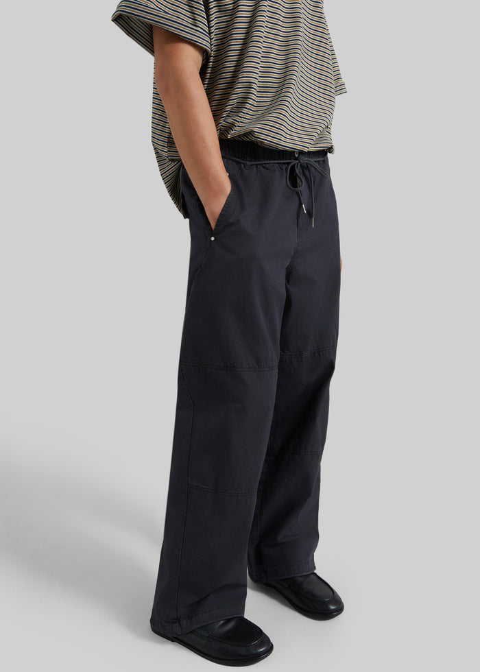 Antheor Drawstring Wide Leg Pants - Charcoal