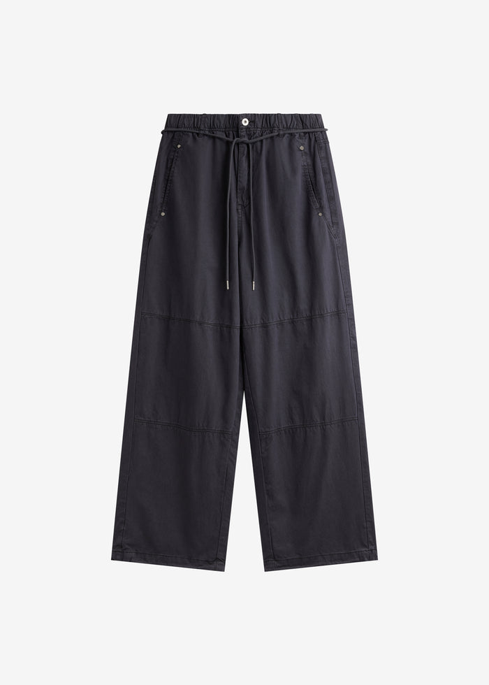 Antheor Drawstring Wide Leg Pants - Charcoal