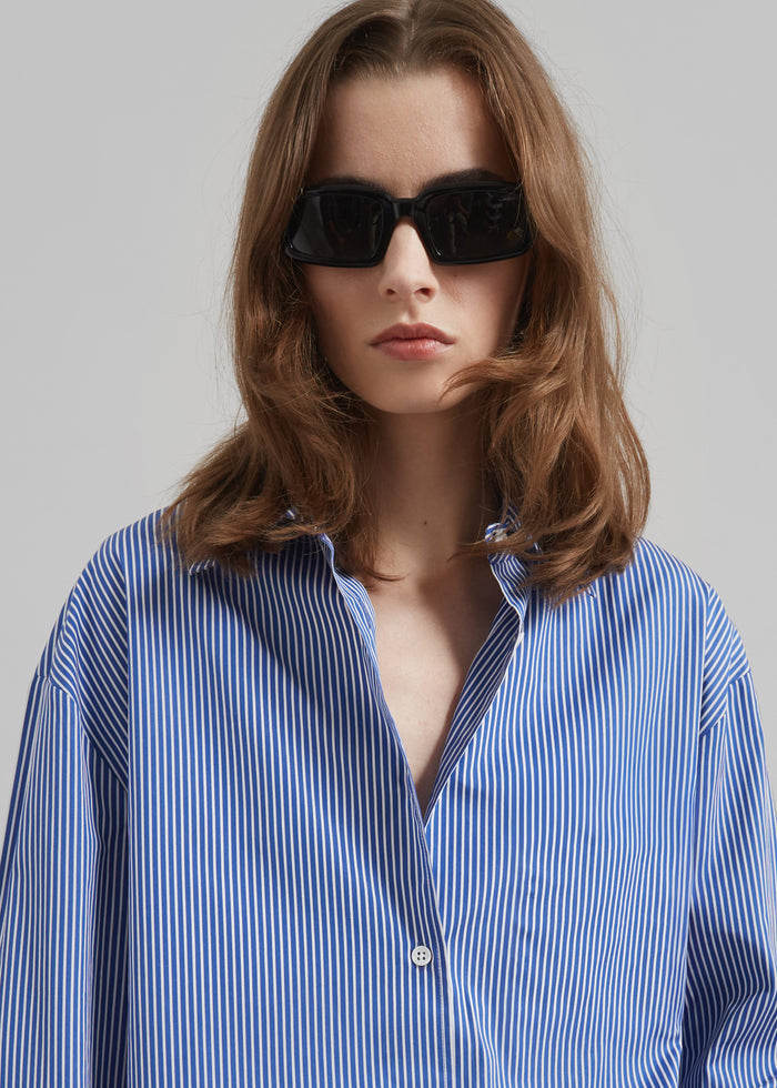 Anvers Striped Cotton Button Up Shirt - Blue/White Stripe