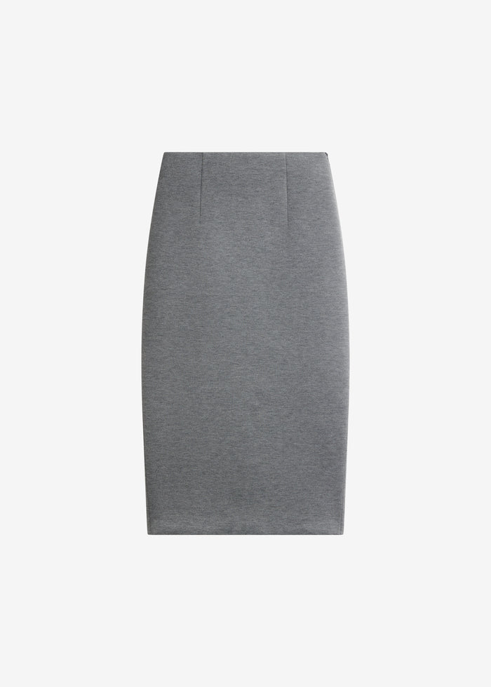 Anya Neoprene Midi Skirt - Grey Melange