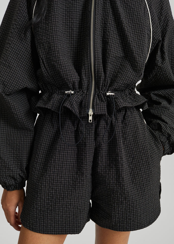 Arizona Seersucker Track Shorts - Checked Black