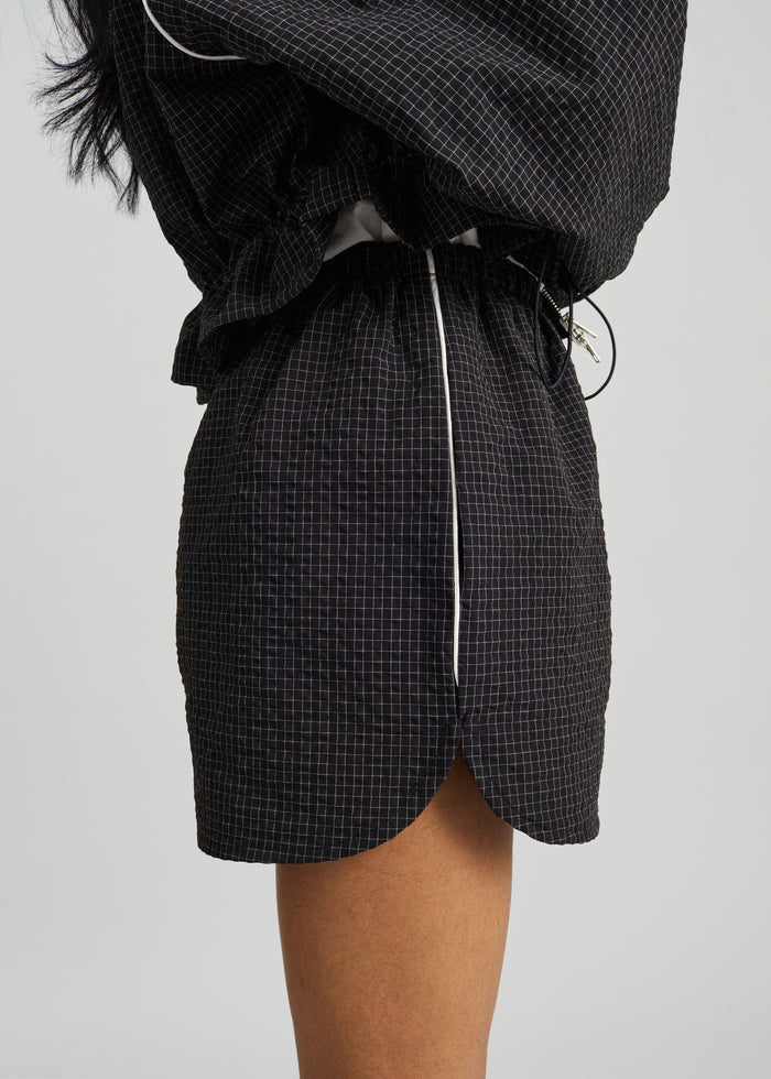 Arizona Seersucker Track Shorts - Checked Black