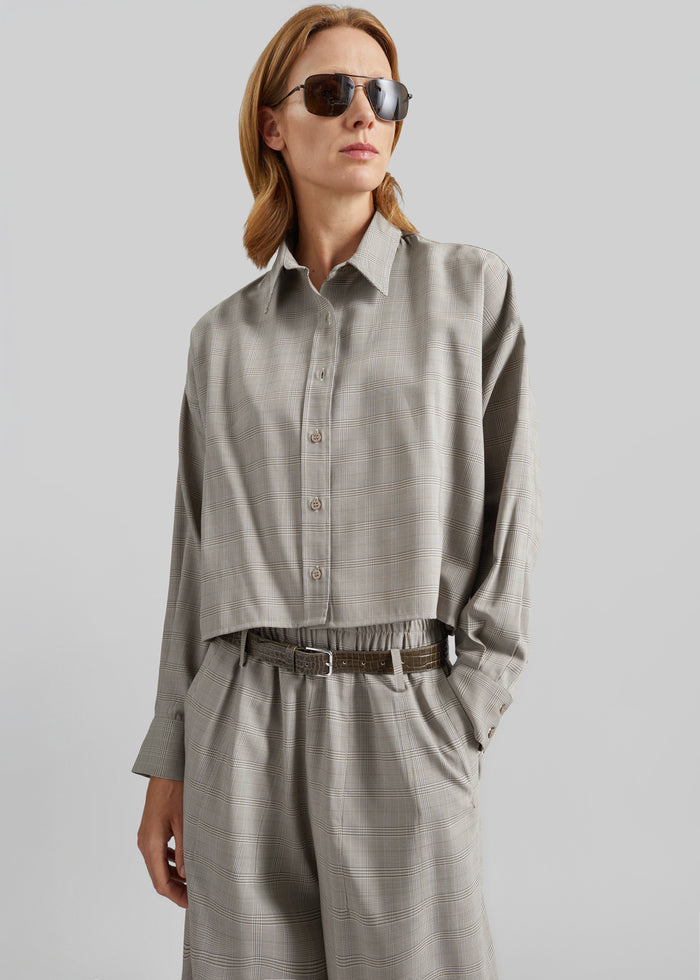 Arlen Boxy Shirt - Beige Glen Plaid