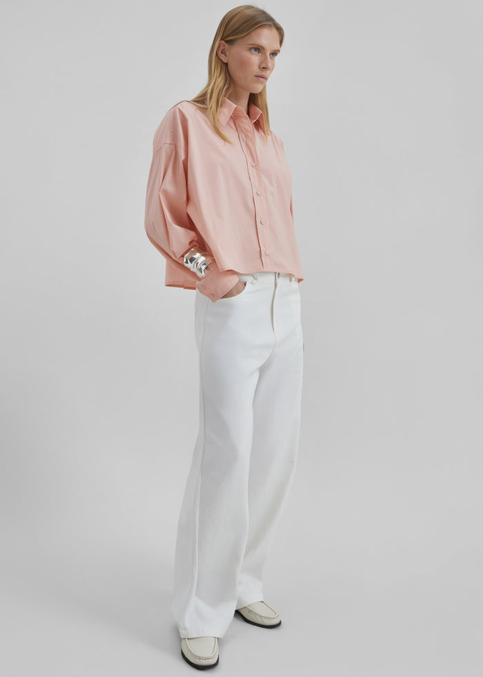 Arlen Cotton Boxy Shirt - Faded Pink