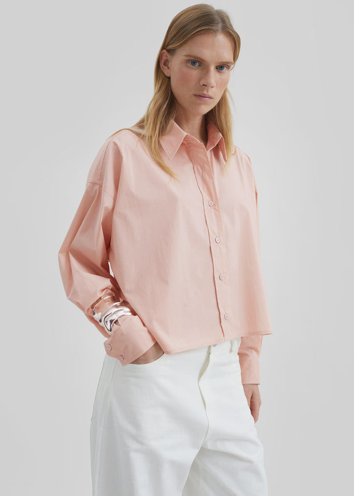 Arlen Cotton Boxy Shirt - Faded Pink