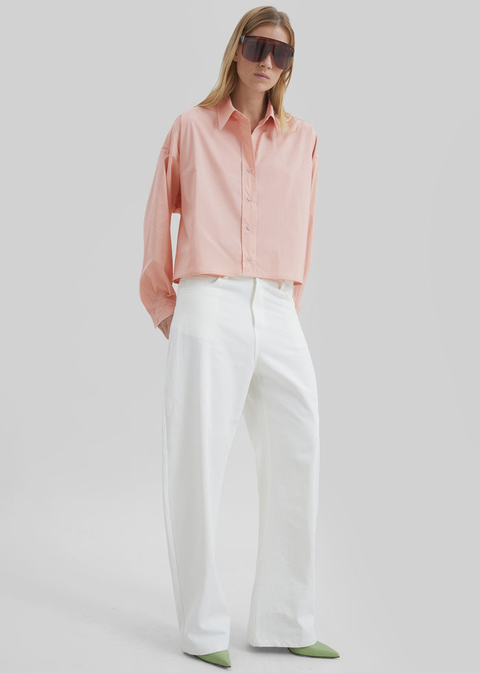 Arlen Cotton Boxy Shirt - Faded Pink