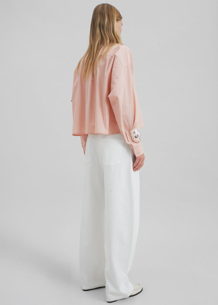 Arlen Cotton Boxy Shirt - Faded Pink