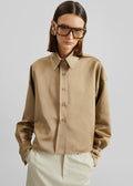 Arlen Satin Boxy Shirt - Beige