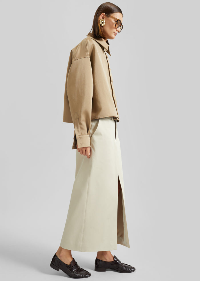 Arlen Satin Boxy Shirt - Beige