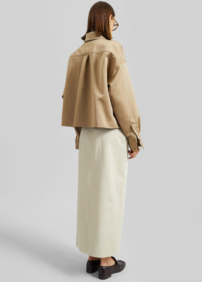 Arlen Satin Boxy Shirt - Beige