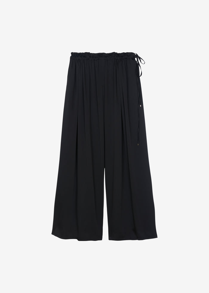 Arleth Satin Sheer Drawstring Pants - Black