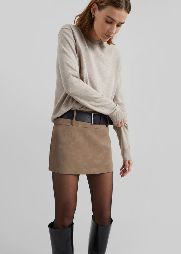 Arosa Belted Mini Skirt - Beige