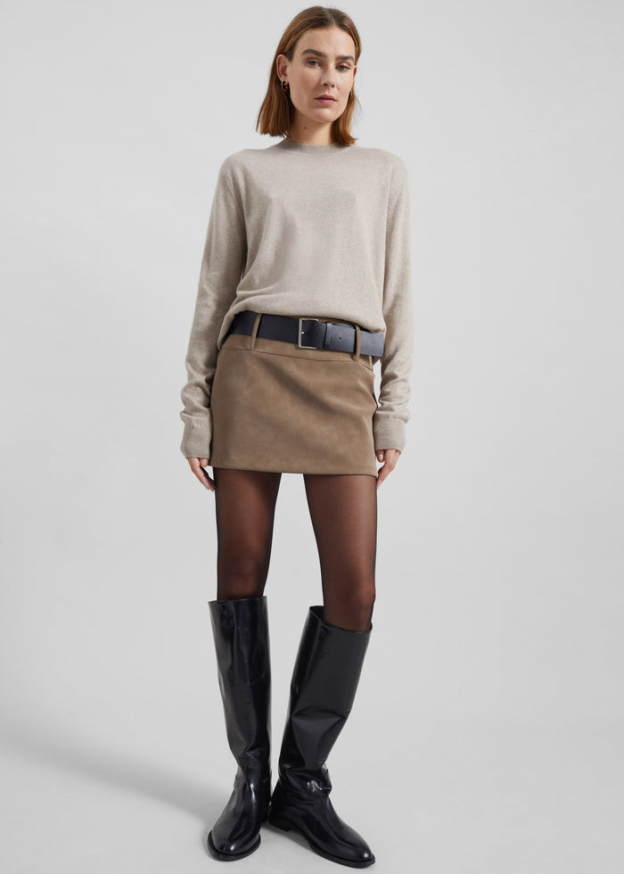 Arosa Belted Mini Skirt - Beige