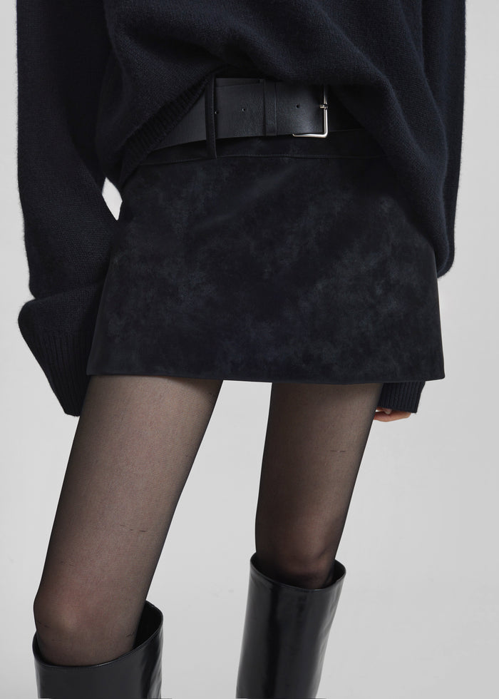 Arosa Belted Mini Skirt - Black