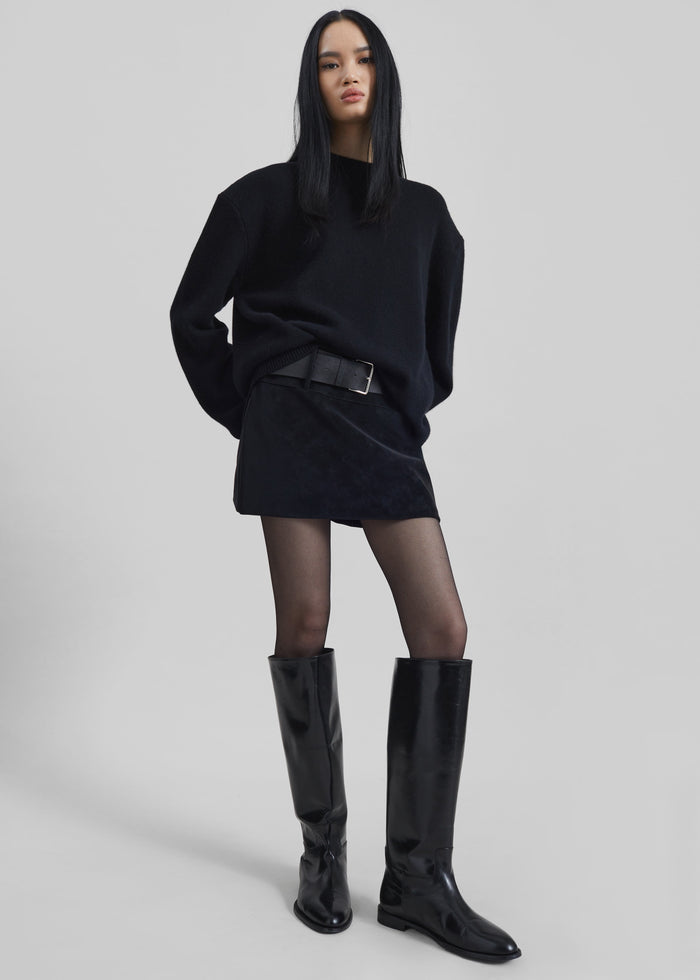 Arosa Belted Mini Skirt - Black