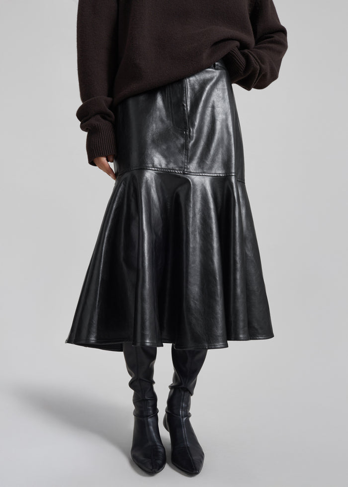 Arvika Faux Leather Mermaid Skirt - Black