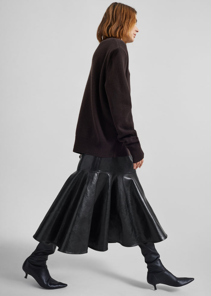 Arvika Faux Leather Mermaid Skirt - Black