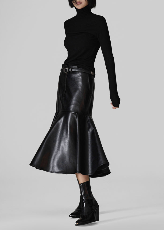 Arvika Faux Leather Mermaid Skirt - Black