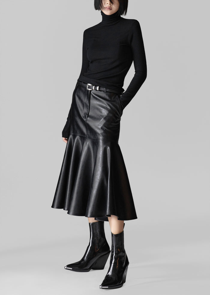 Arvika Faux Leather Mermaid Skirt - Black