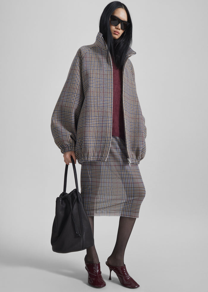 Aurora Sheer Mesh Skirt - Beige Glen Plaid