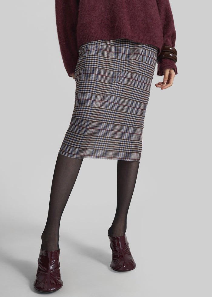 Aurora Sheer Mesh Skirt - Beige Glen Plaid