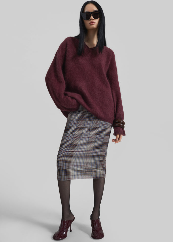 Aurora Sheer Mesh Skirt - Beige Glen Plaid