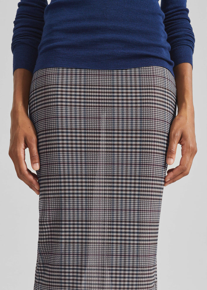 Aurora Sheer Mesh Skirt - Beige Glen Plaid