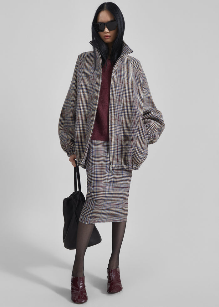 Aurora Sheer Mesh Skirt - Beige Glen Plaid