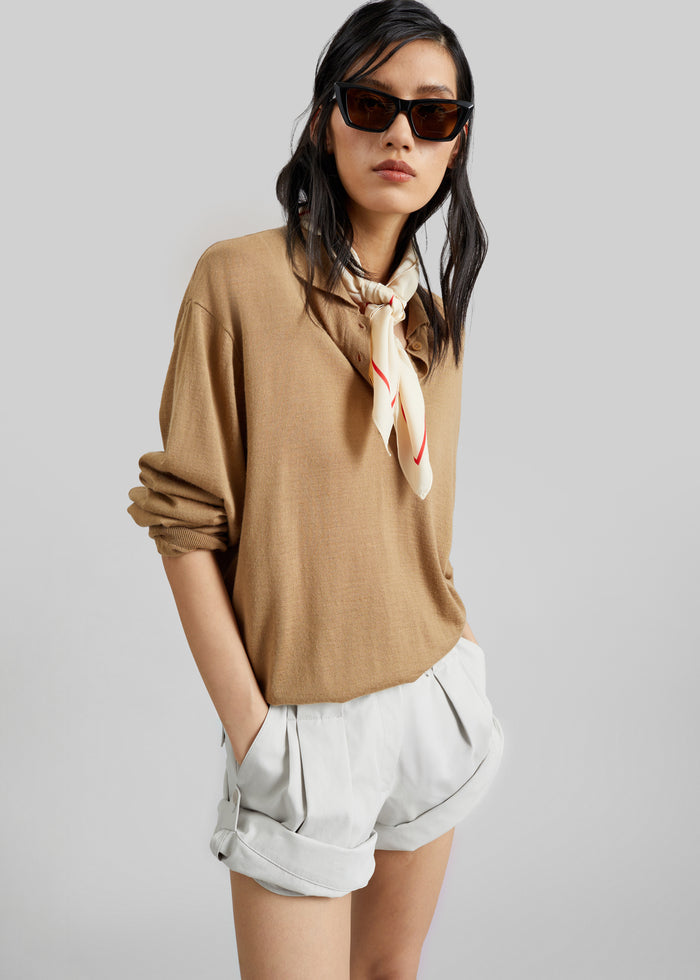Avallon Padded Knit Polo - Camel