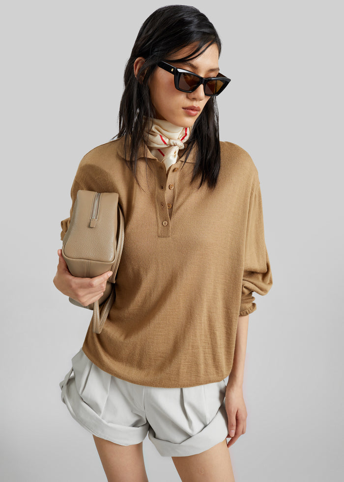 Avallon Padded Knit Polo - Camel