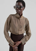 Avila Sheer Fluid Shirt - Brown/White Stripe
