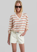 Ayen Sheer Knit Top - Ivory Multi Stripe