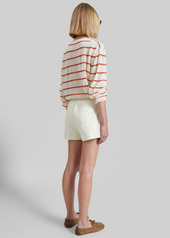 Ayen Sheer Knit Top - Ivory Multi Stripe