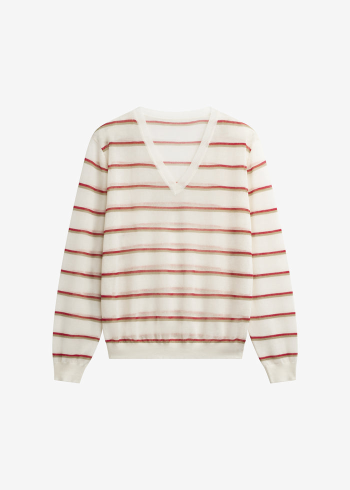 Ayen Sheer Knit Top - Ivory Multi Stripe