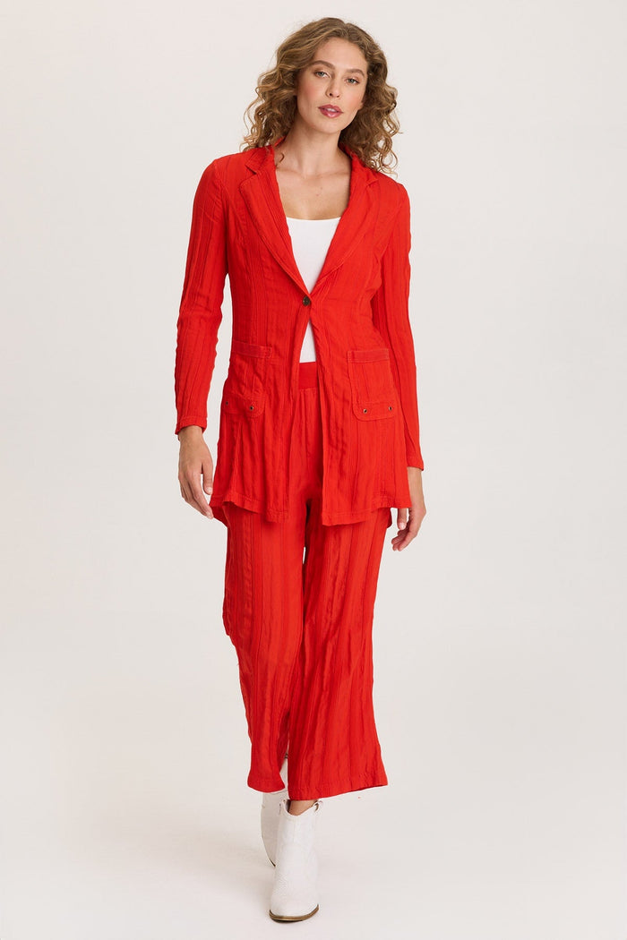 XCVI Barron Textured Stripe Long Blazer