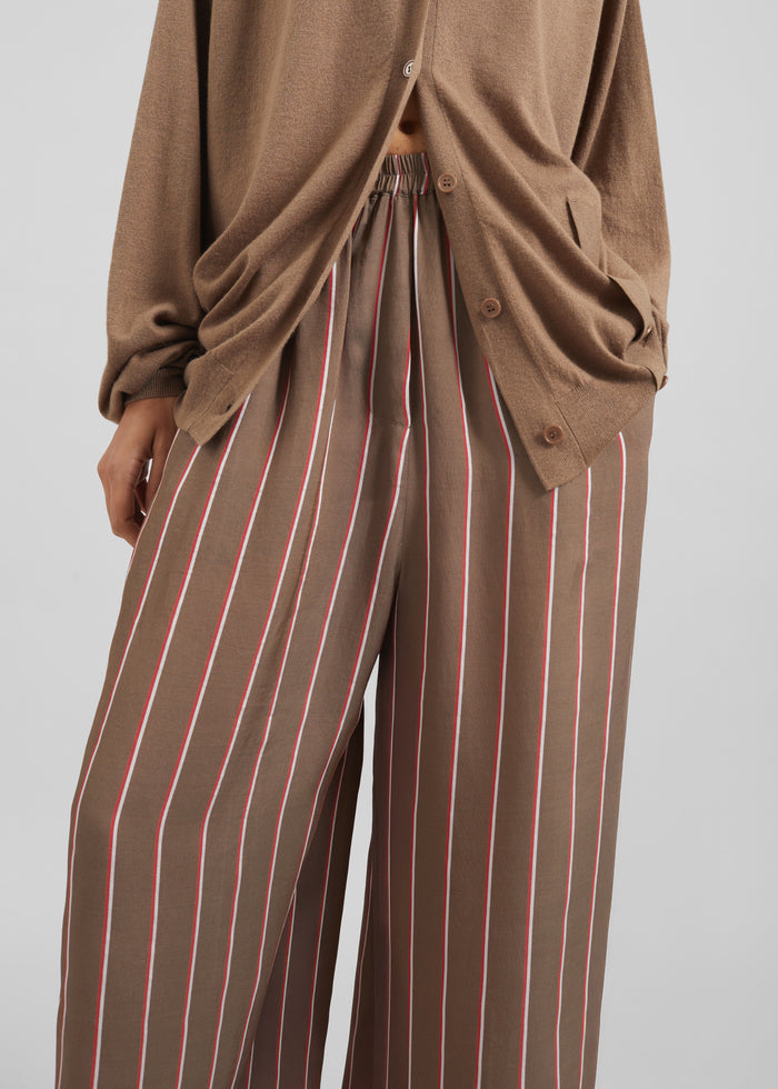 Baxter Fluid Track Pants - Brown Multi Stripe
