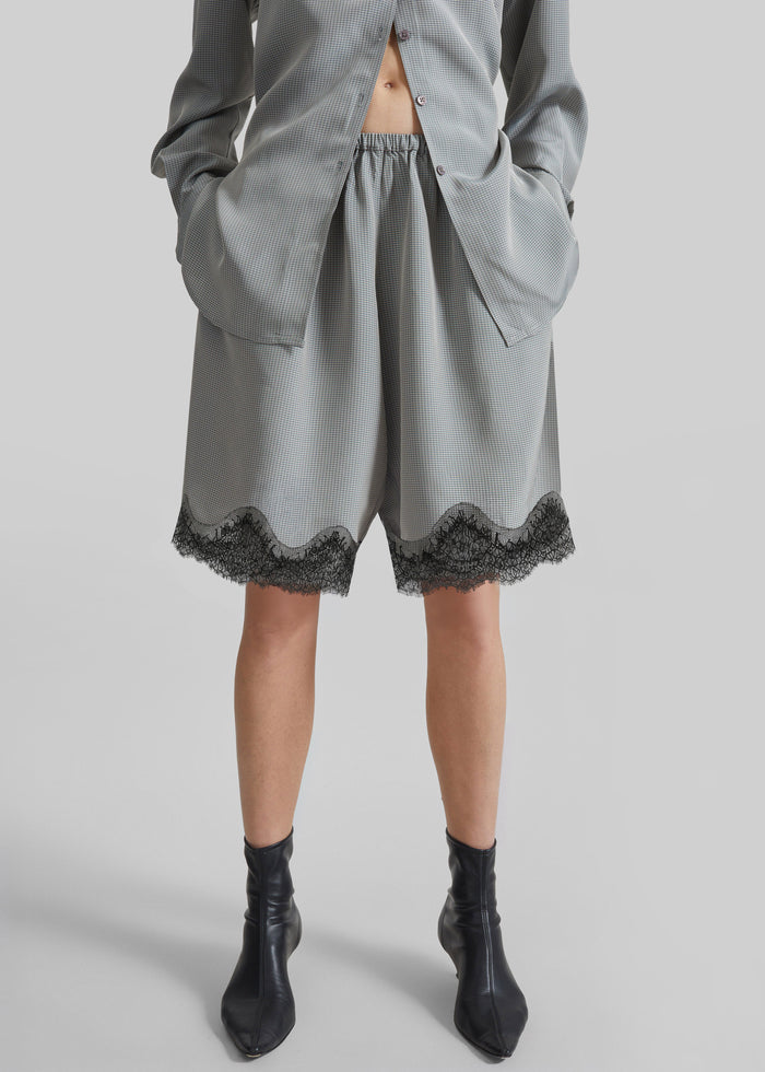 Baxter Lace Bermuda Shorts - Checked Grey