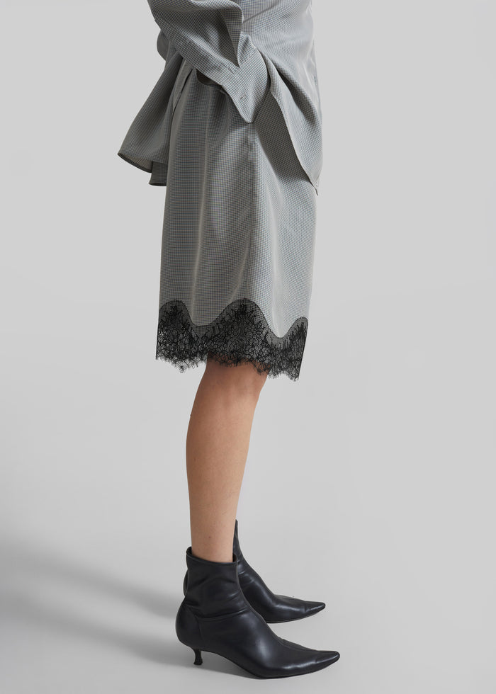 Baxter Lace Bermuda Shorts - Checked Grey
