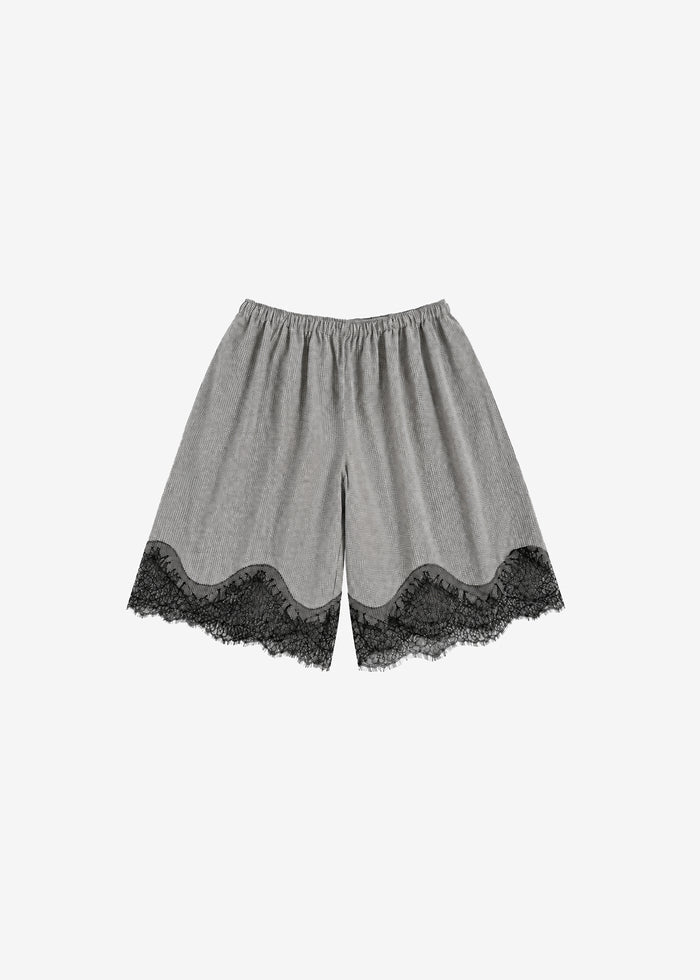 Baxter Lace Bermuda Shorts - Checked Grey