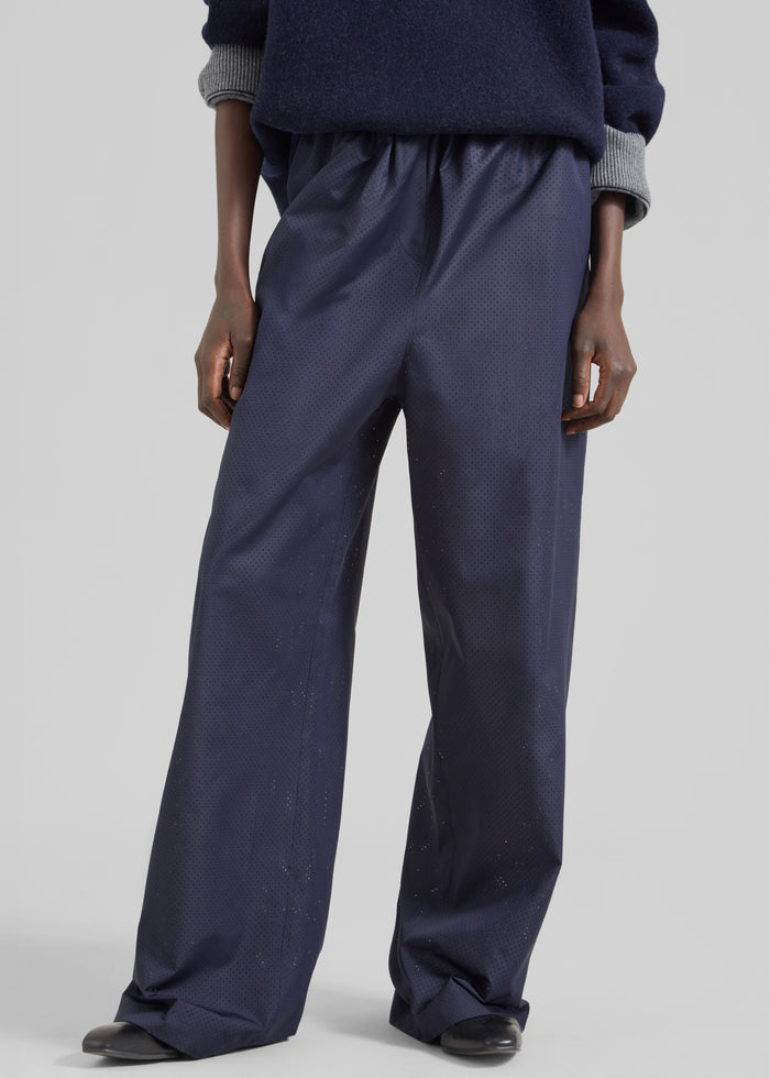 Baxter Perforated Track Pants - Navy