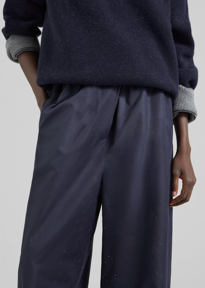 Baxter Perforated Track Pants - Navy