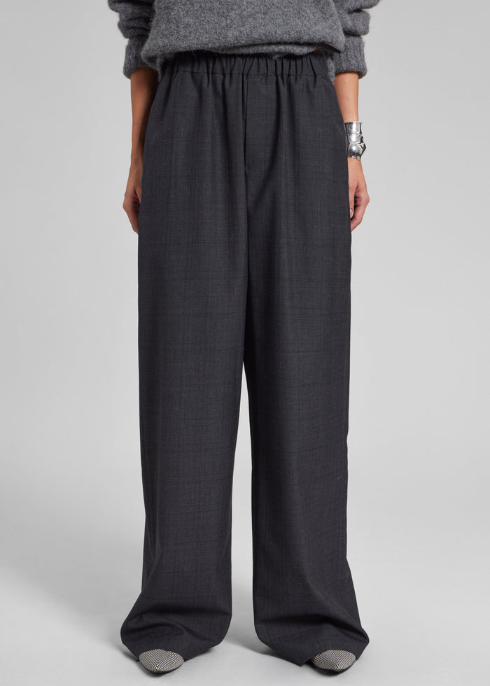 Baxter Plaid Track Pants - Dark Grey