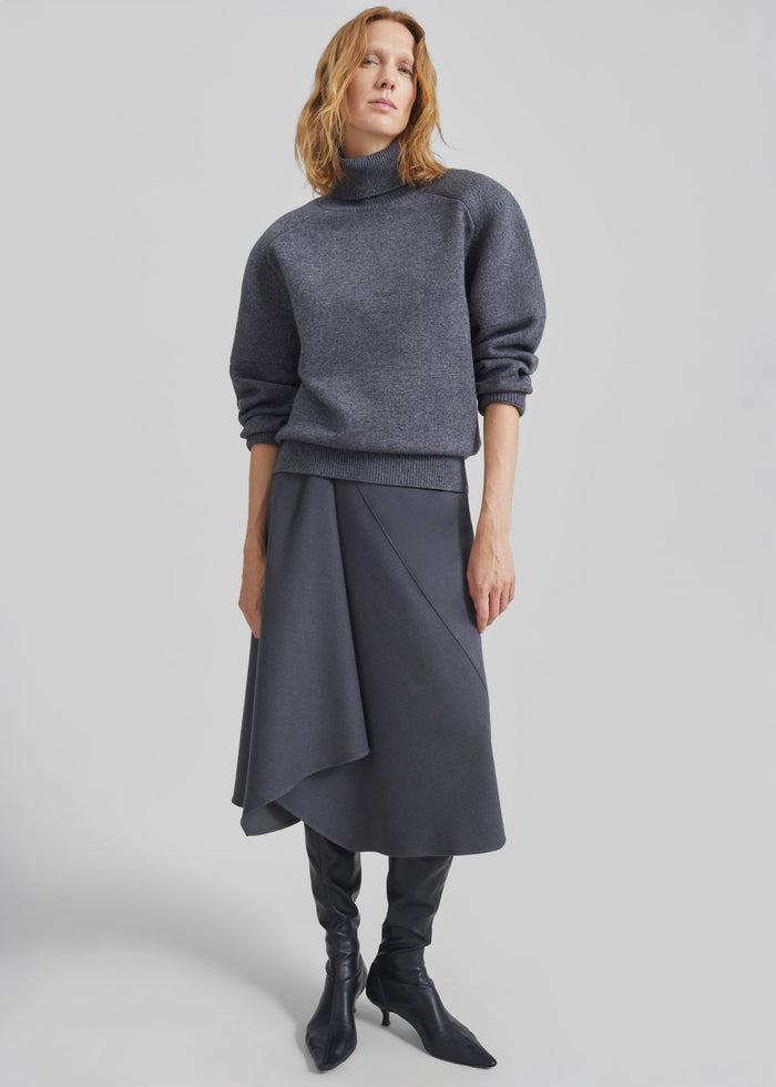Bayel Flared Midi Skirt - Dark Grey