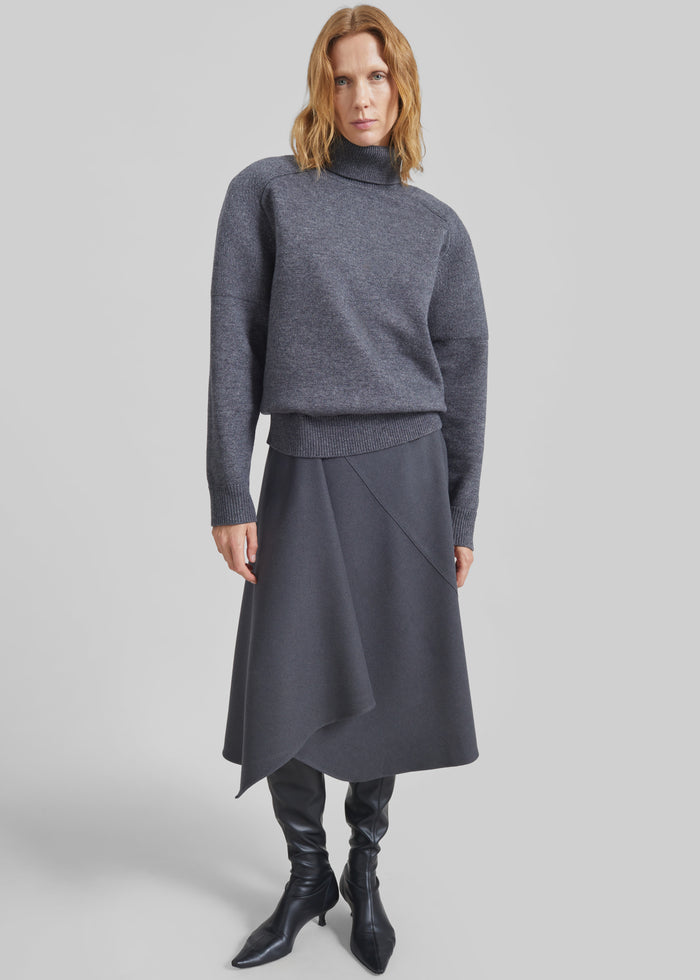 Bayel Flared Midi Skirt - Dark Grey