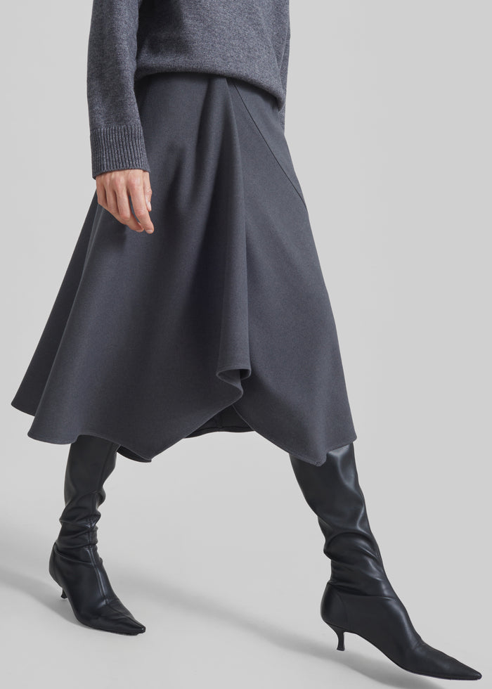 Bayel Flared Midi Skirt - Dark Grey